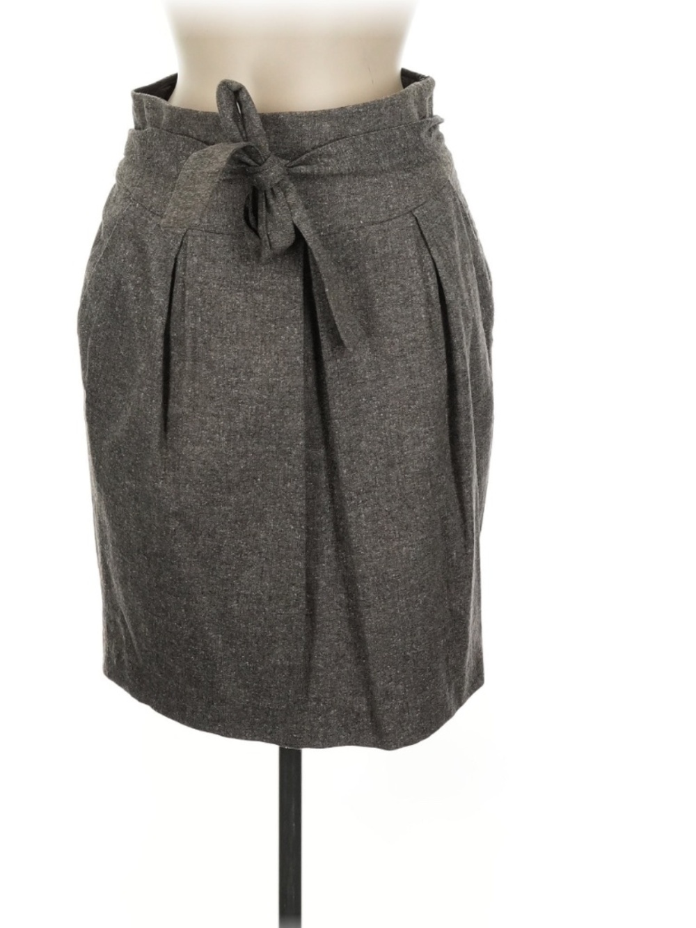 Robert Rodriguez High-Waist Brown Tweed Wool Blend Wrap Silhouette  Skirt